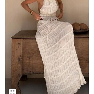 Elegant Cream Maxi Skirt and Top